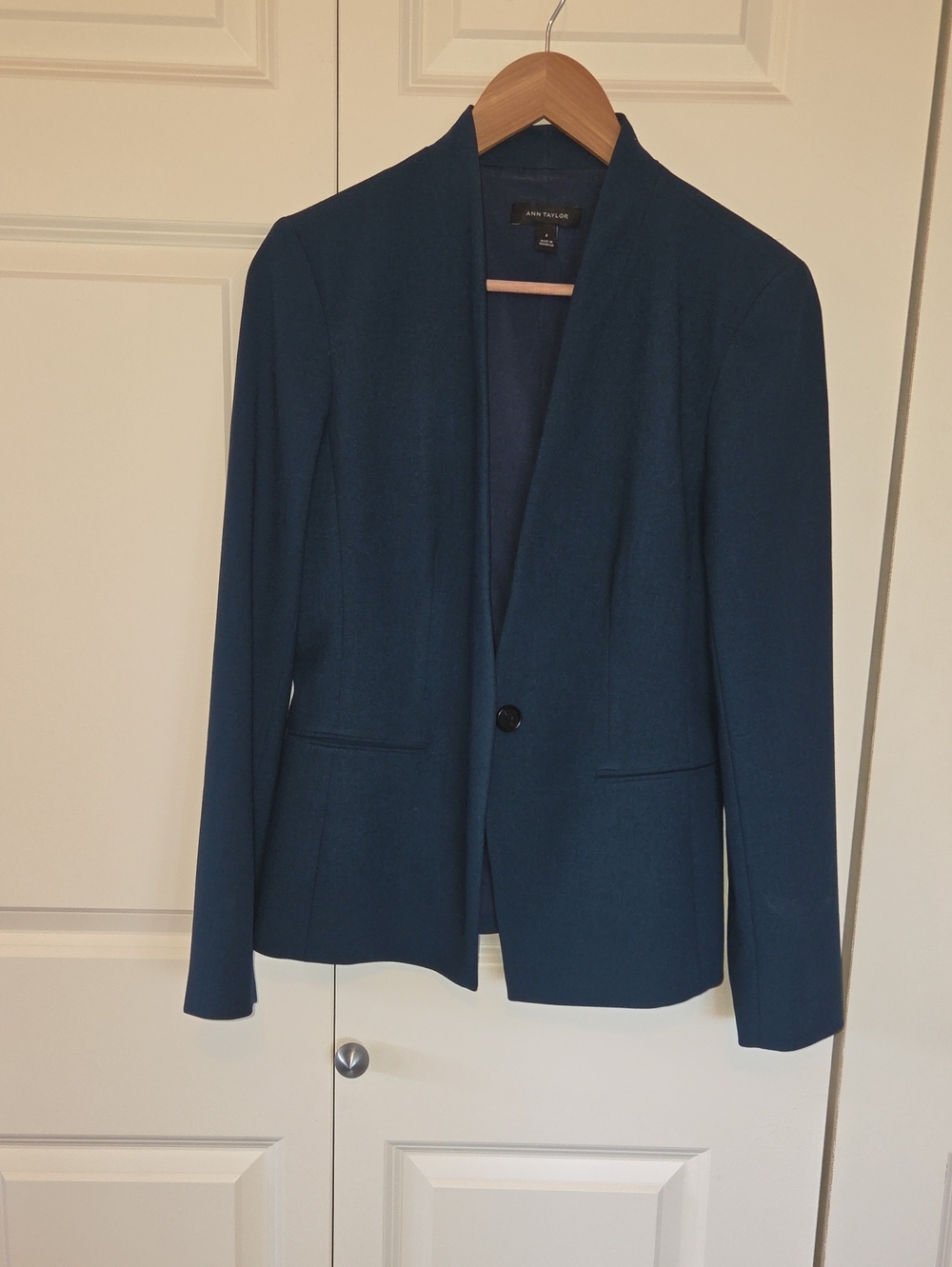 Ann Taylor Deep Teal Bi-Stretch Suit - Single-Button Open Blazer W/Matching Pant